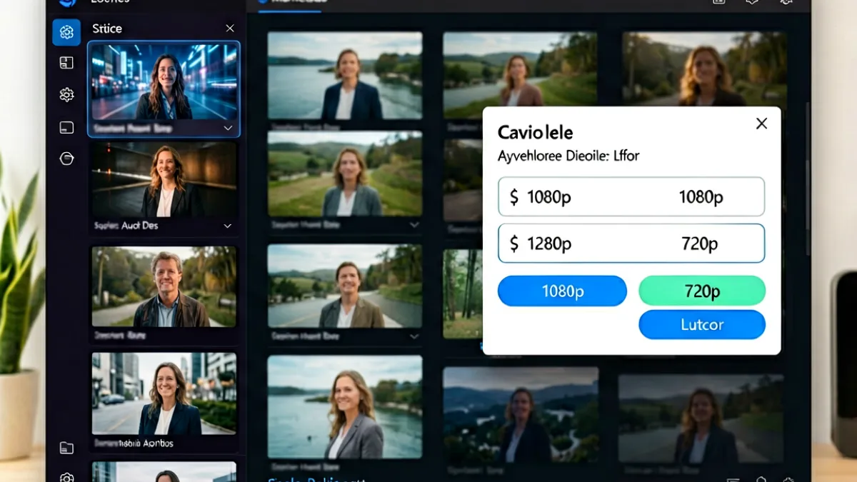 4K Video Downloader 软件主界面截图，左侧为视频列表区域，右侧弹出下载格式选择弹窗显示 1080p 和 720p 选项